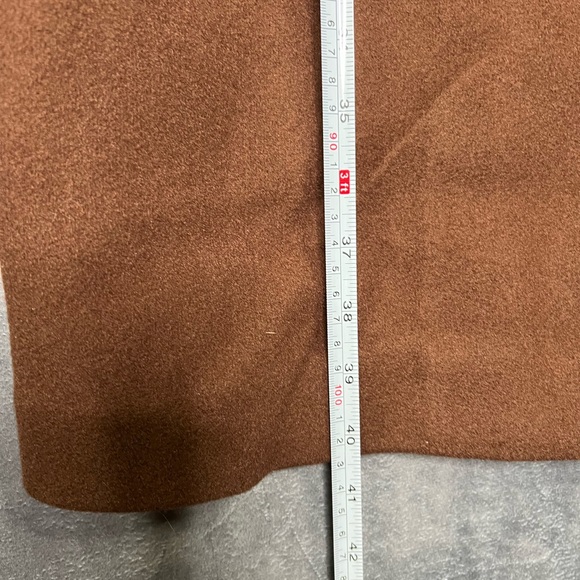 TOPSHOP Double Breasted Long Coat Chocolate Brown Unlined Women - Picture 8 of 13